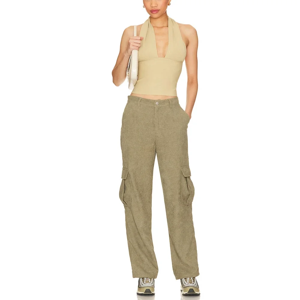Superdown Olive Green Cargo Pants XS Corduroy Baggy Straight Willow Revolve NEW - Picture 4 of 9